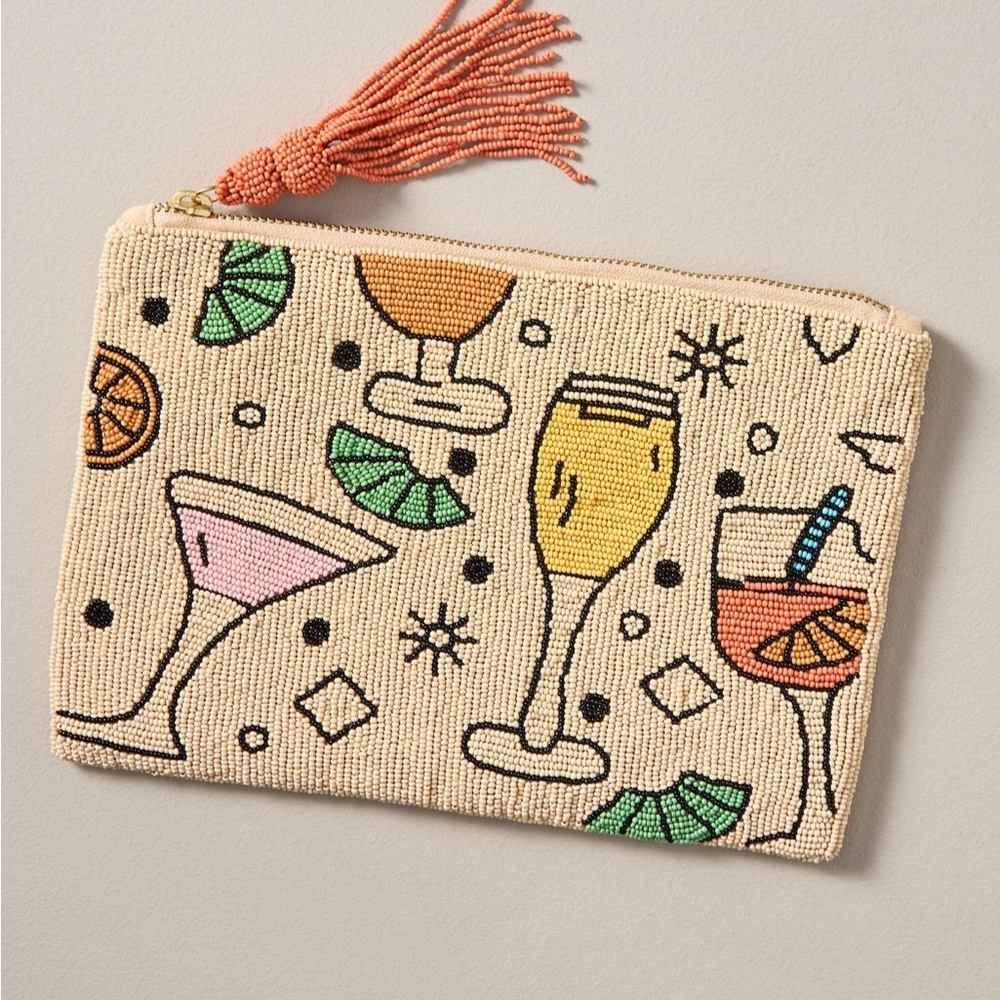ANTHROPOLOGIE The Fiona Large Beaded Pouch:  Cocktails / NWT